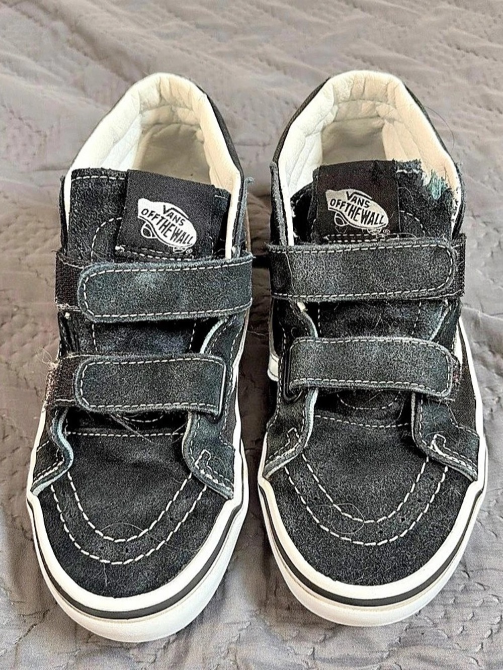 Vans Kids Sk8-Mid V Black True White Girls US 3.0 Black & White Sneakers